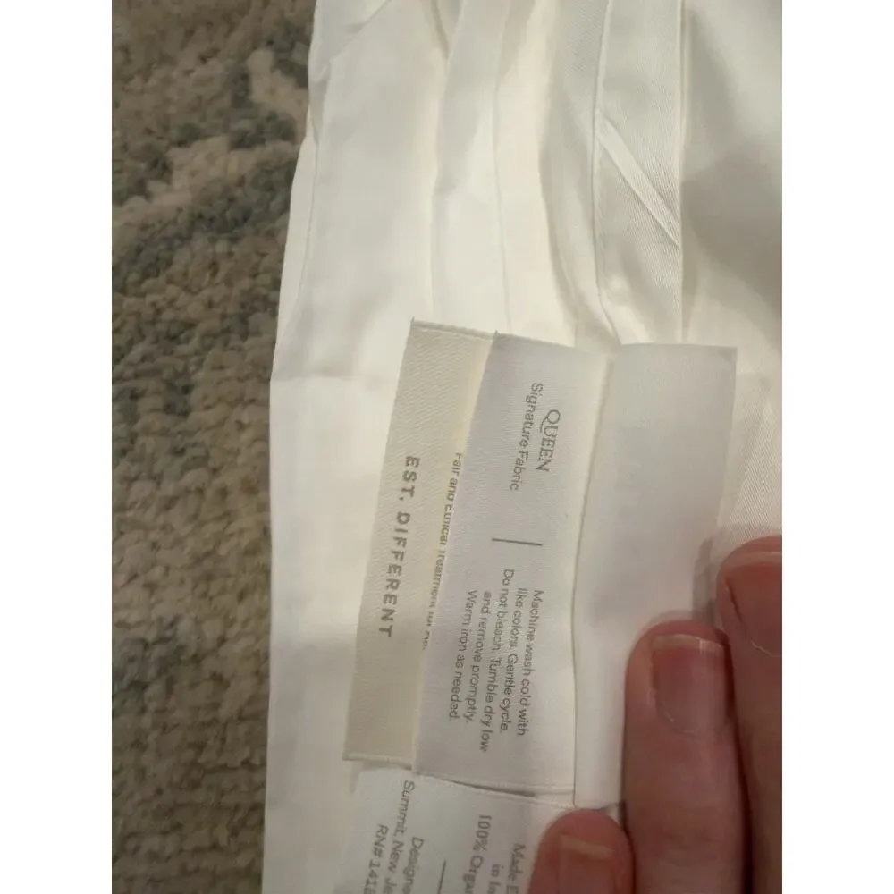 Boll & Branch Signature Triple Pleat Organic Cotton Sheet Set White Pewter Queen